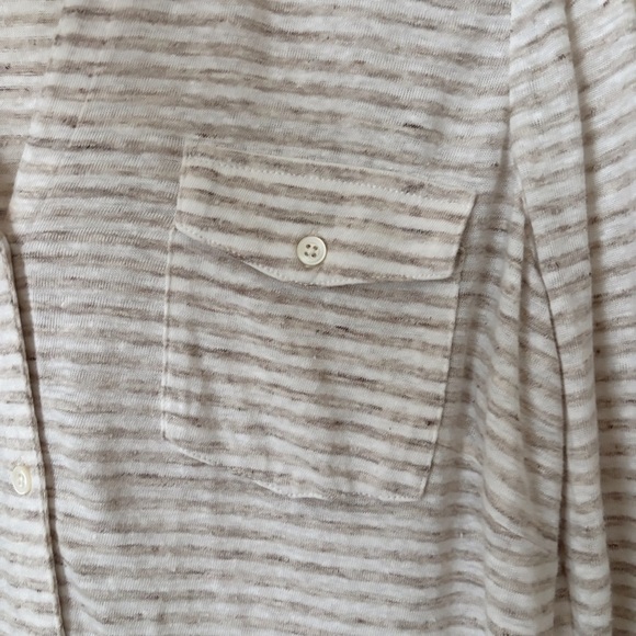 J. McLaughlin Brynn Linen Tan Striped Shirt XL - Picture 4 of 9